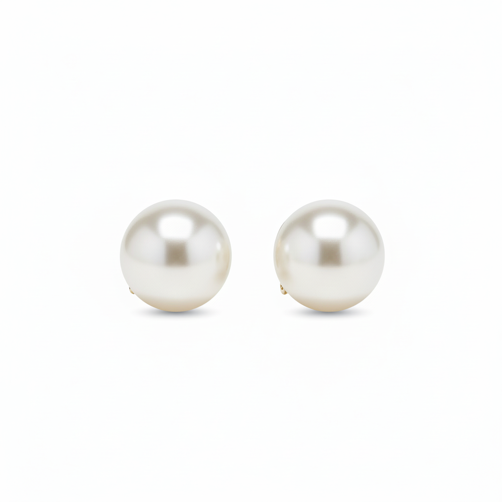Pearl Clip-On Earrings on white background