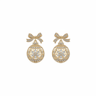 Christmas Pave Ornament Earrings - Gold on white background