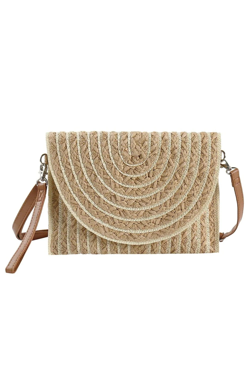 MIMI Georgia Striped Straw Crossbody Clutch