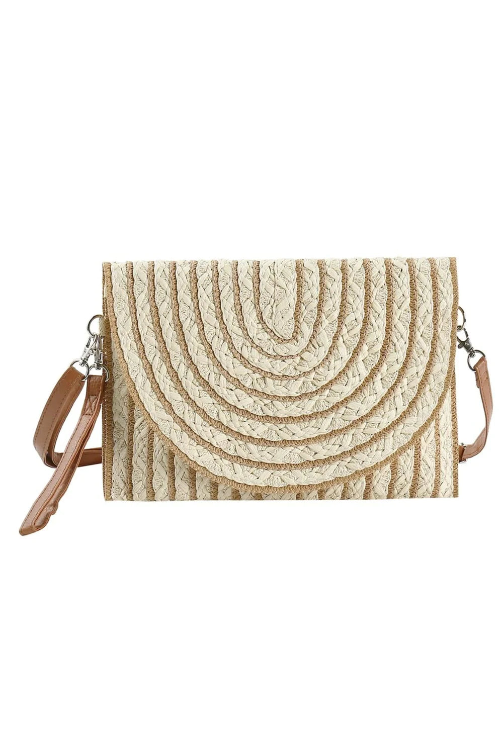 MIMI Georgia Striped Straw Crossbody Clutch