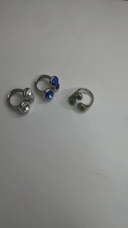 Sterling silver 3 stone adjustable rings