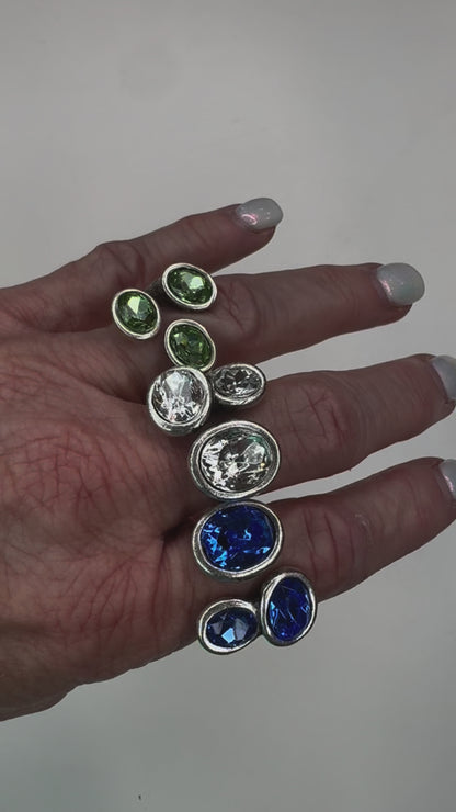 Sterling silver 3 stone adjustable rings